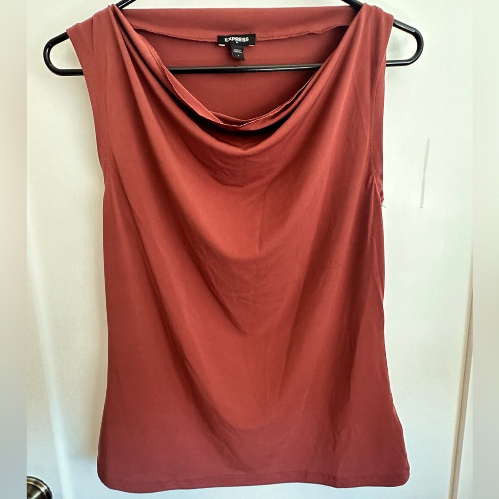 Express Orange Sleeveless Cowl Neck Top, Size S